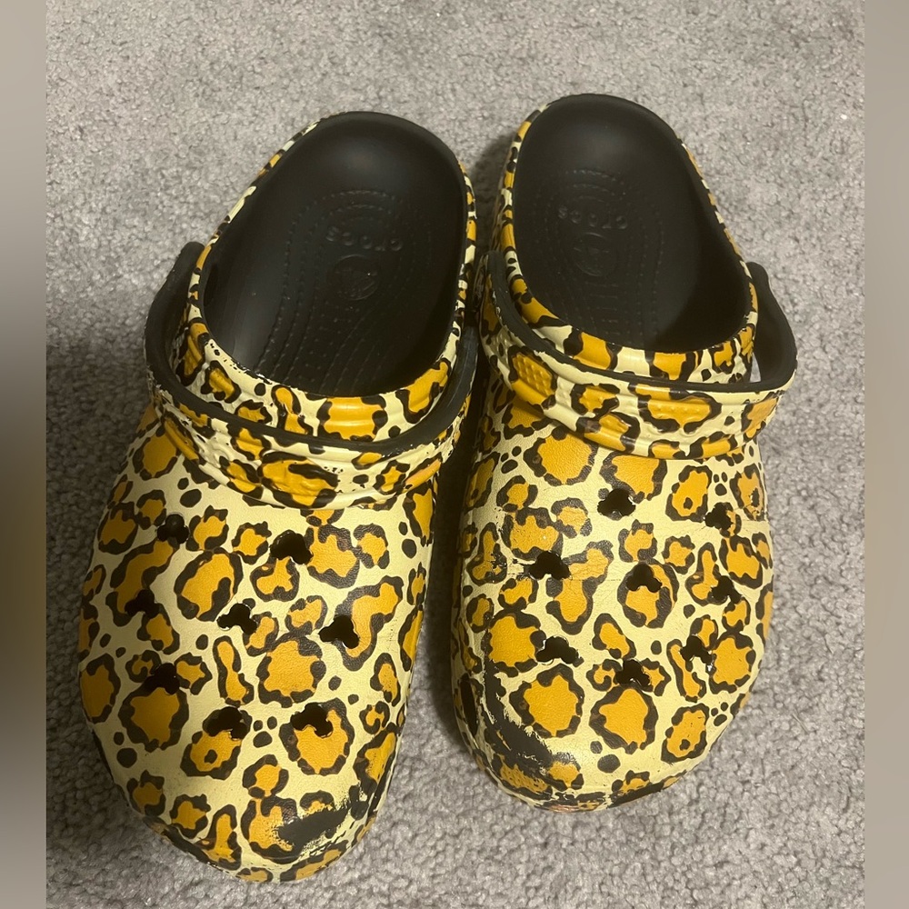 Leopard Disney Mickey Crocs size 10 EUC